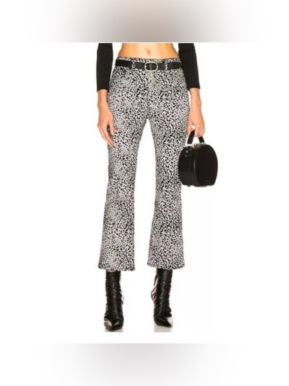 Rag & Bone Hana Grey Cheetah High Rise Cropped Boot Jeans